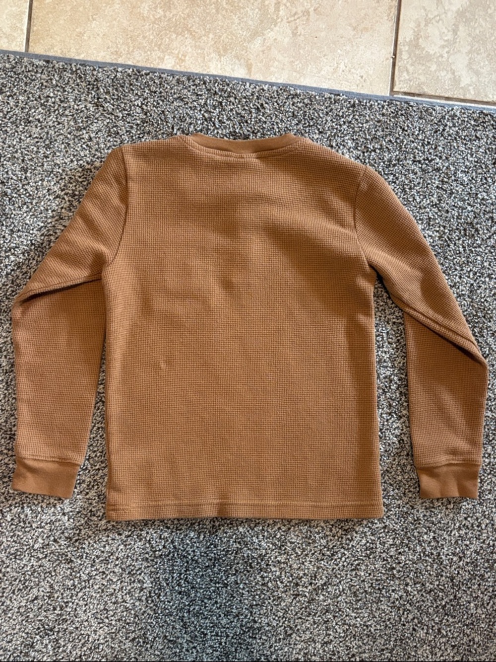 Carhartt Kids Long-Sleeve Waffle Henley in Caramel Brown - Picture 5 of 7